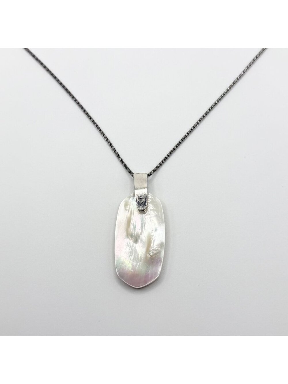Kendra Scott Silver Tone Long Pendant Necklace With Mother-Of-Pearl Accent